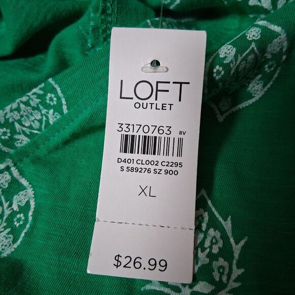 Loft Outlat Tank Top WOmen XL Green White Floral Kelly Green Burnout New READ - Picture 7 of 13